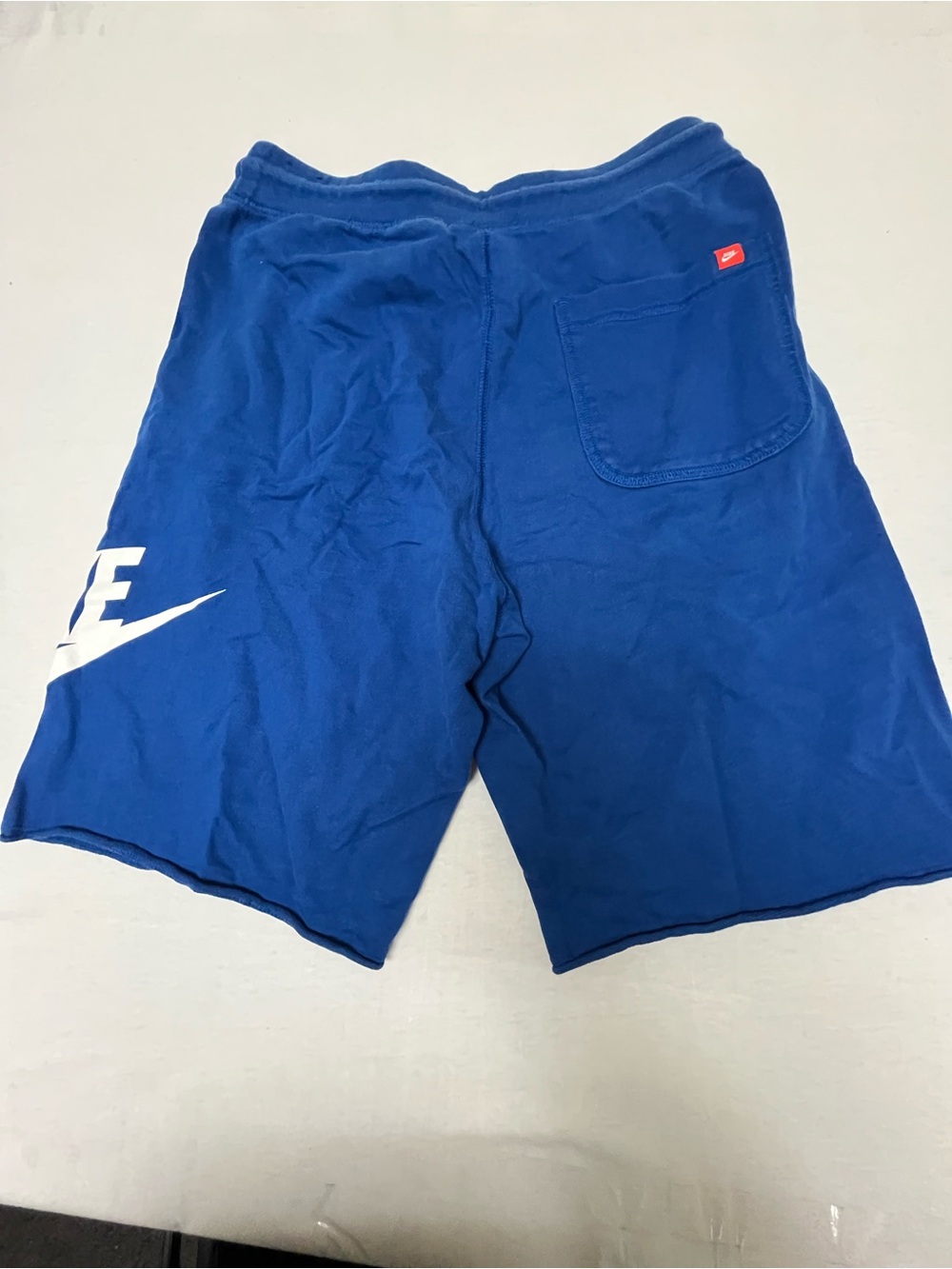 Nike Men's Royal Blue Fleece Drawstring Athletic Shorts with White Logo - Picture 4 of 5
